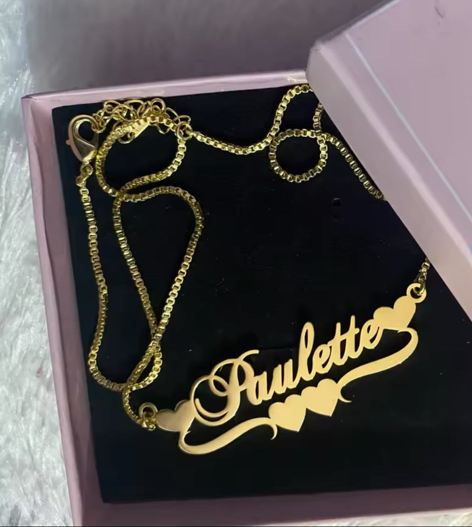 Custom Name Heart/Crown Necklace