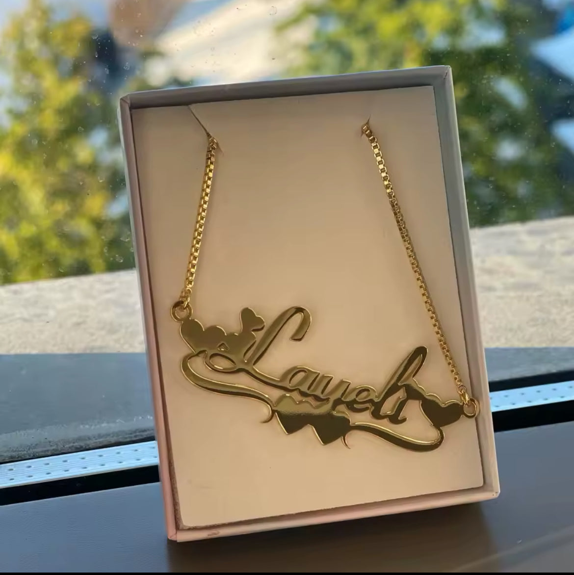 Custom Name Heart/Crown Necklace