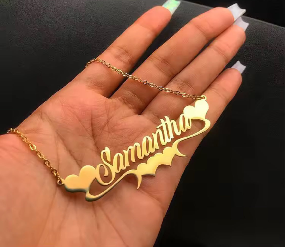 Custom Name Heart/Crown Necklace